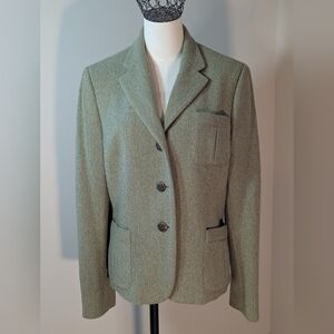 Lauren Ralph Lauren Wool BlazerJacket 12 Green Light Padding Metal Horse Buttons